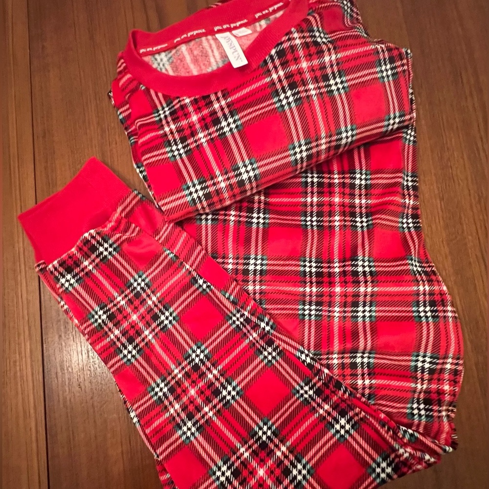 Joyspun Men’s Red Plaid Pajama Set XL New With Tags Fleece Sleepwear NWT